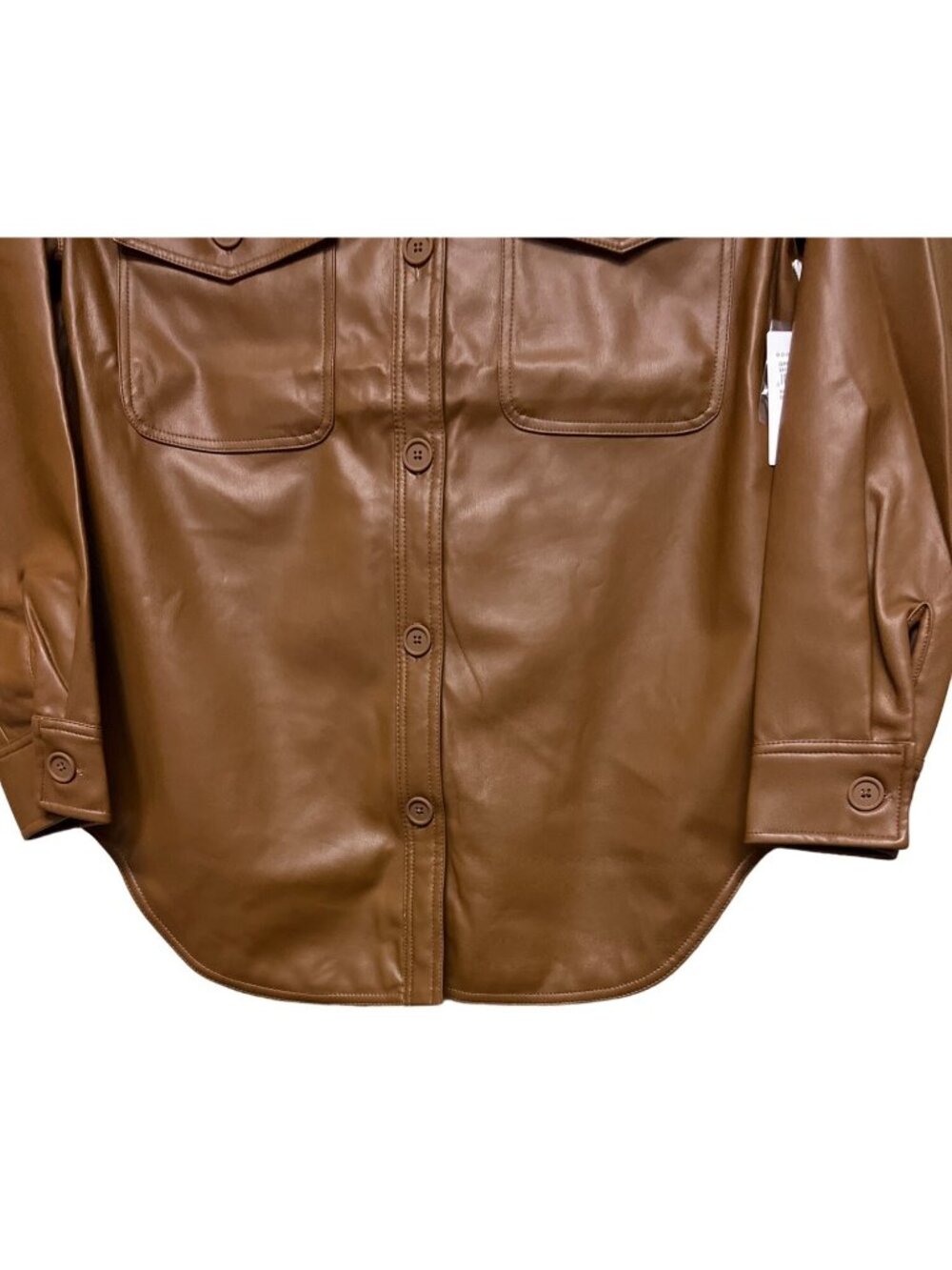 Good American Better Than Leather Shacket S/M Burnt Caramel Faux Leather NWT - Picture 4 of 11